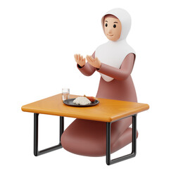 3D Character Muslim Woman Iftar
