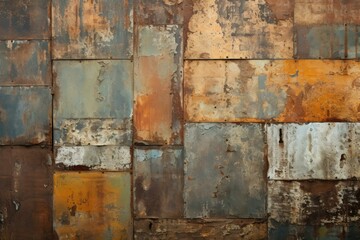 Aged Rusty patchwork wall. Stone retro. Generate Ai