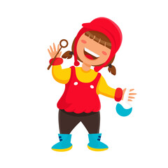 Happy girl with bubble  faceless character in flat illustrations