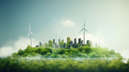 Green industry eco power for sustainable energy - obrazy, fototapety, plakaty