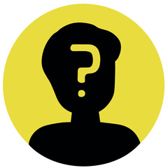 Vector question mark in person head as unknown secret anonymous icon illustration