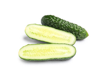 Fresh cucumbers isolated on white background