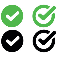 Vector check mark tick icon set green and black graphic pictogram illustration design ideas