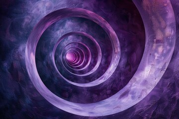 A hyper-realistic illustration featuring a bold purple spiral as the focal point of the painting.