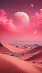 the moon over the desert