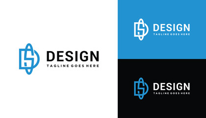 Modern Initial Letter DS S D SD Network With Oval Swoosh Orbit Logo Design © improvee design