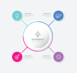 Vector infographic business presentation template with circular interconnection with 4 options.