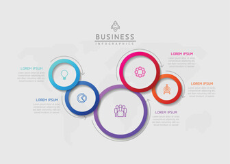 Fototapeta premium Vector infographic business presentation template with circular interconnection with 5 options.