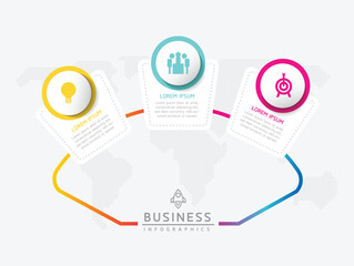 Vector infographic business presentation template with circular interconnection with 3 options.