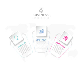 Vector infographic business presentation template connected with 3 options