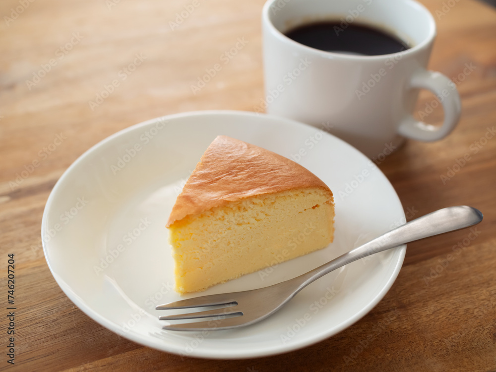 Poster スフレチーズケーキとホットコーヒー