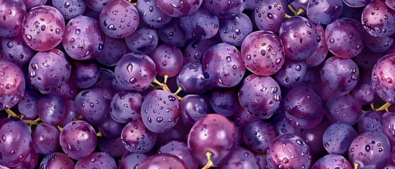 Close-up of juicy purple grapes with water droplets