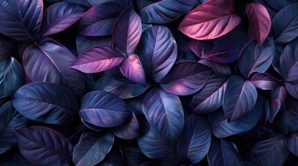 A collection of purple leaves intertwined with vibrant green foliage in a close-up view.