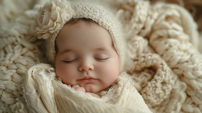 Generative AI : baby sleep under a white blanket