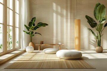 modern interior of a room, room for yoga