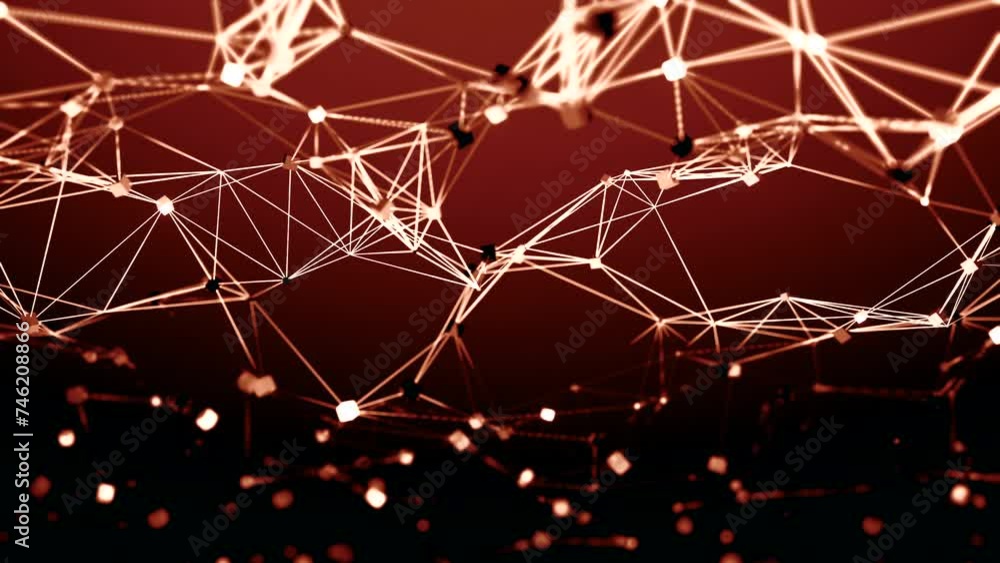 Poster digital constellation dot line moving motion graphics. design. plexus flying structure.
