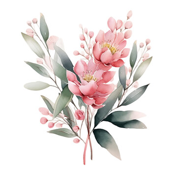 recommend clip art: Delicate Pink Blossom and Eucalyptus Leaves