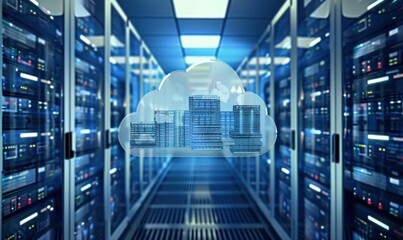 Fototapeta premium Cloud Computing Concept on Digital Network