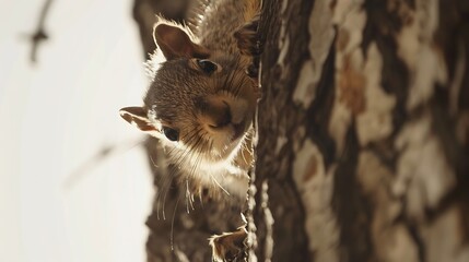 Naklejka premium Generative AI : Squirrel on a tree looking at the lens