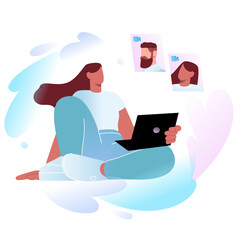 Woman in a zoom meeting with coworkers