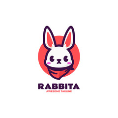Vector Logo Illustration Rabbit Mascot Cartoon Style.