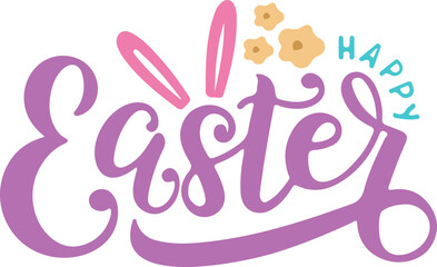 Obraz premium Illustrative Happy Easter Handwitten Typography