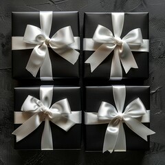 Dark gift box with ribbon