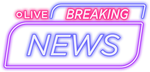 Neon Live Breaking News Sign