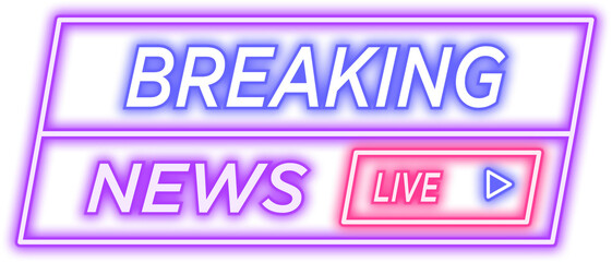 Neon Live Breaking News Sign