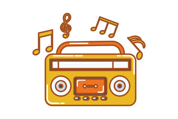 Radio Retro Flat Sticker Design