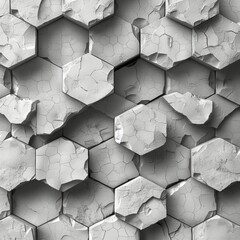 A group of white hexagonal shapes piled on top of each other in a structured manner.