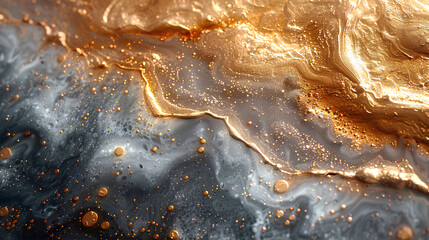gold and silver background melted liquid paint