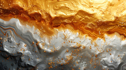 gold and silver background melted liquid paint