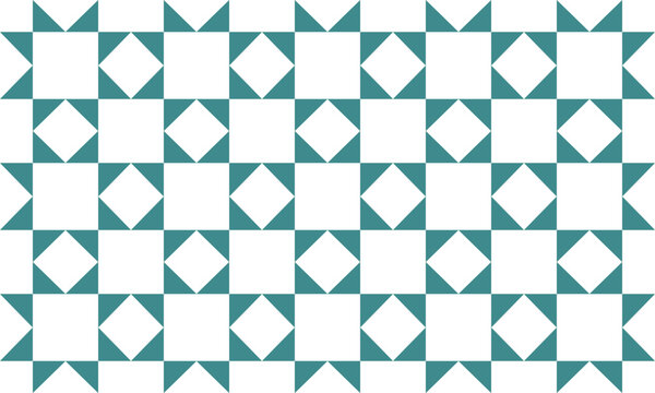 Green turbine star square triangle patchwork pattern repeat seamless design for fabric printing design