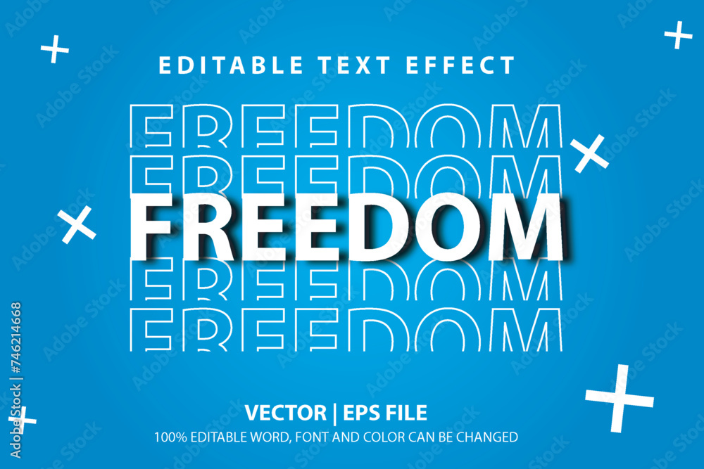 Poster vector text effect freedom with modern style outline text