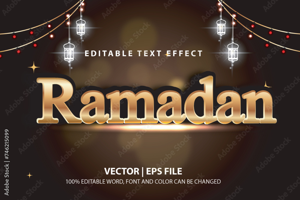 Poster template font ramadan editable text effect vector design