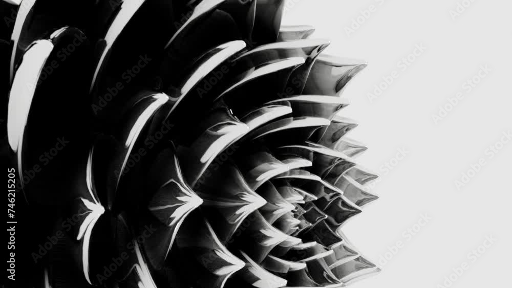 Poster a digital art animation of black lotus flower opening in loop 3d rendering