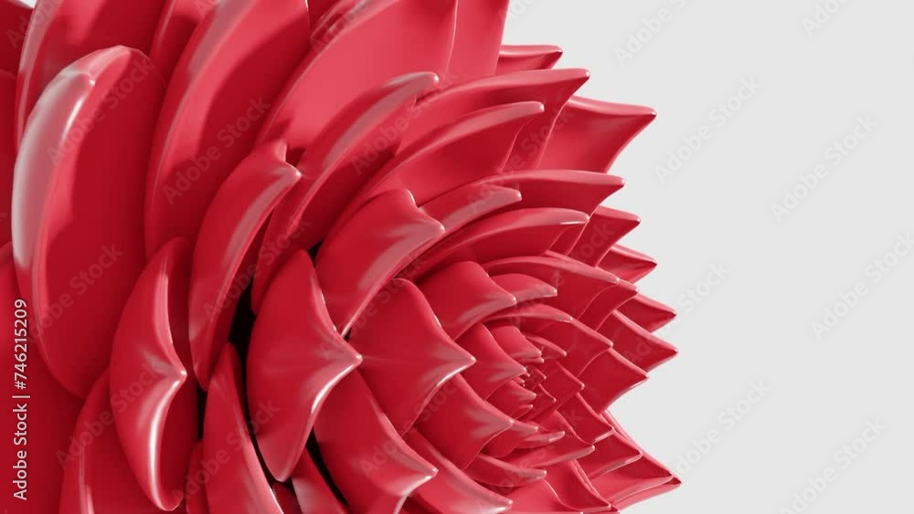 Poster a digital art animation of red lotus flower opening in loop 3d rendering vertical