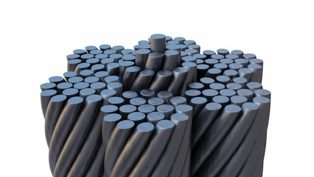 Close-up of wire rope cable cross-section for chains, machinery, automobile, rigging, lifting and hoisting.