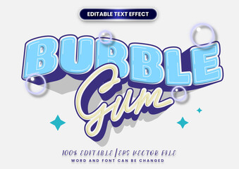 Cute text style effect. bubble gum text comic style effect editable.