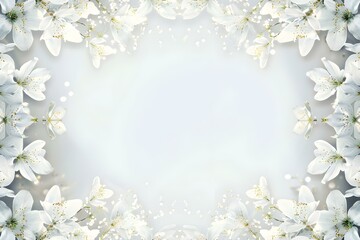 Fototapeta na wymiar Elegant White Blossoms Border Frame