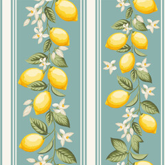 Seamless citrus pattern with lemons. Vector illustration. - 746217262