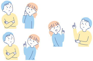 若い女性の表情セット