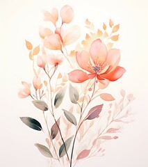 a painting of two flowers on a white background with watercolors. generative ai
