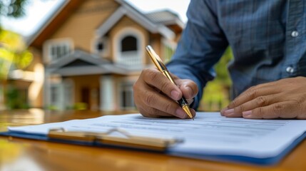 Man signing papers for new home