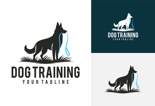 German Shepherd dog logo vector illustration whit vintage style