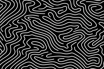 abstract black and white wave squiggle doodle fingerprint style maze pattern background banner