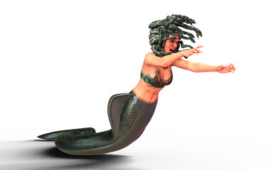3d illustration pose of the Grecian mythological Medusa.