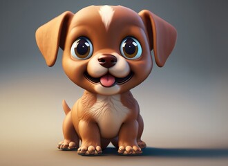 3D Cute smile little puppy