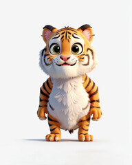 3D Cute smile little tiger kawaii character